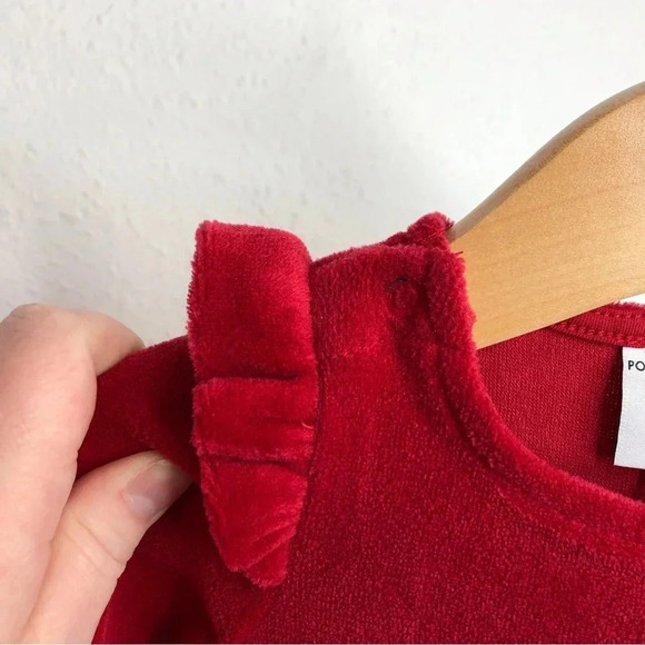 NWT Polarn O. Pyret holiday dress red velour ruffle size 1-2 months - Picture 5 of 11